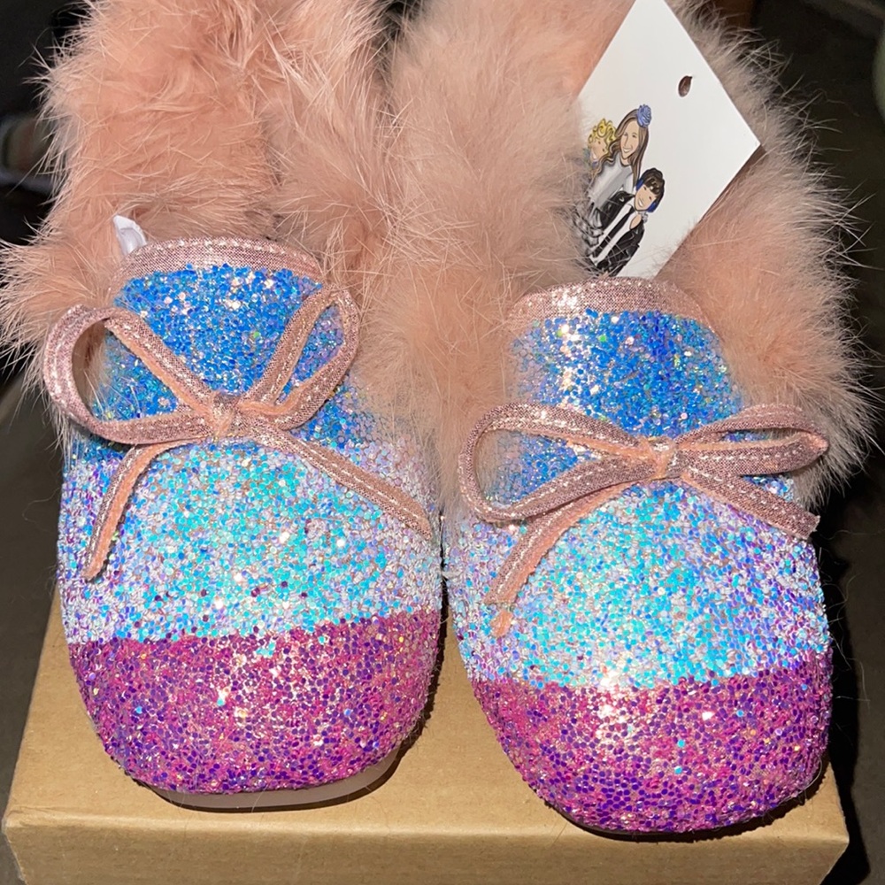 Lola & the boys glitter and fur shoes